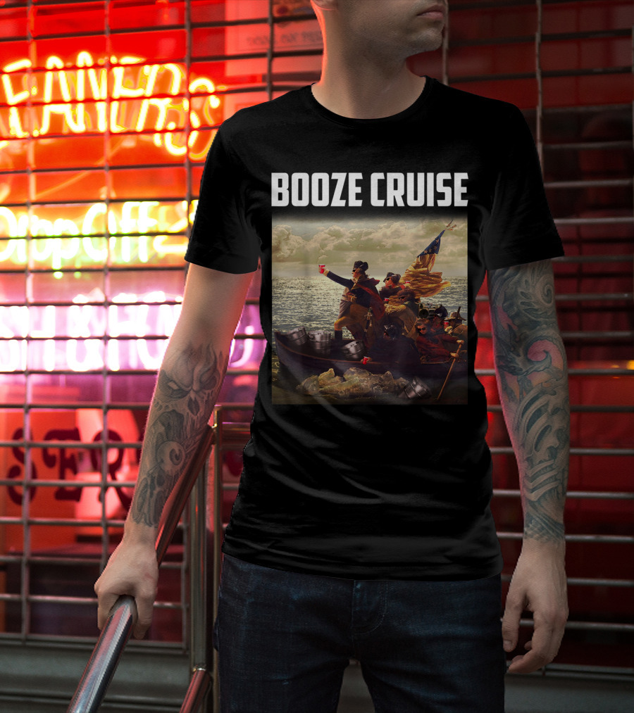 Booze Cruise Red Cups And Revolutionary Boat Party With Shades T-Shirt