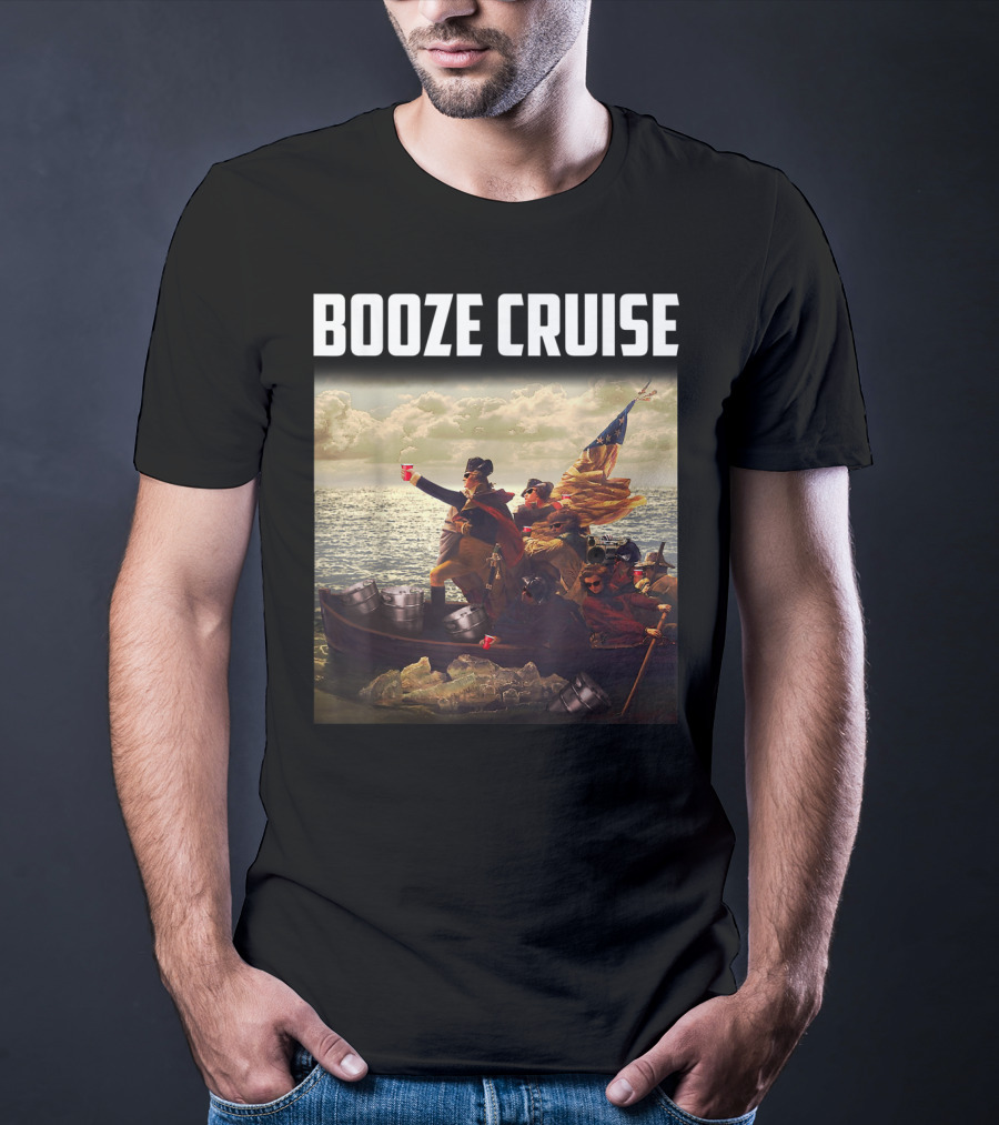 Booze Cruise Red Cups And Revolutionary Boat Party With Shades T-Shirt
