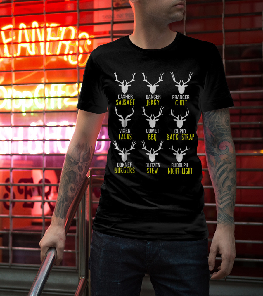 Reindeer Sausage Jerky Chili Tacos BBQ Back Strap Burgers Stew Night Light T-Shirt