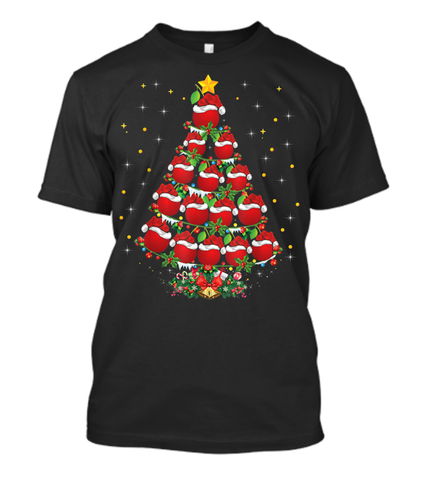 Santa Hat Cherries Lover Xmas Cherry Tree T-Shirt