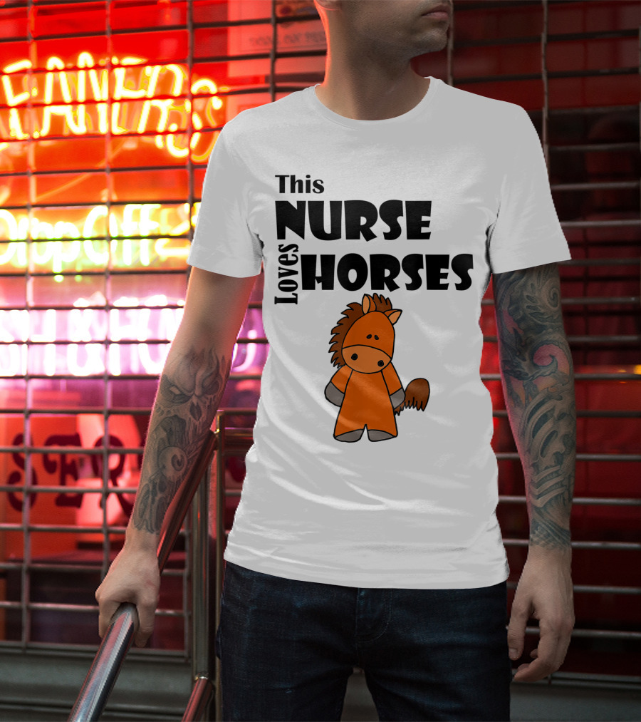 This Nurse Loves Horses Cartoon T-Shirt