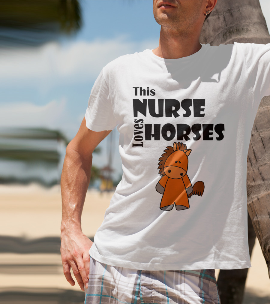 This Nurse Loves Horses Cartoon T-Shirt
