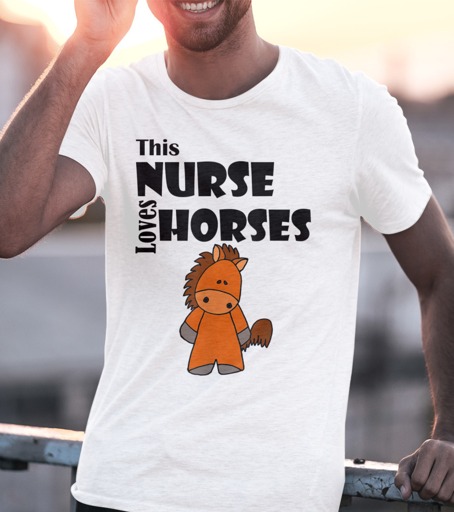 This Nurse Loves Horses Cartoon T-Shirt