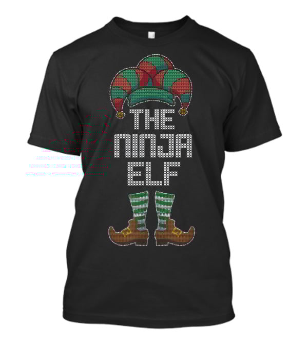 The Ninja Elf Family Jester Hat And Striped Stockings T-Shirt