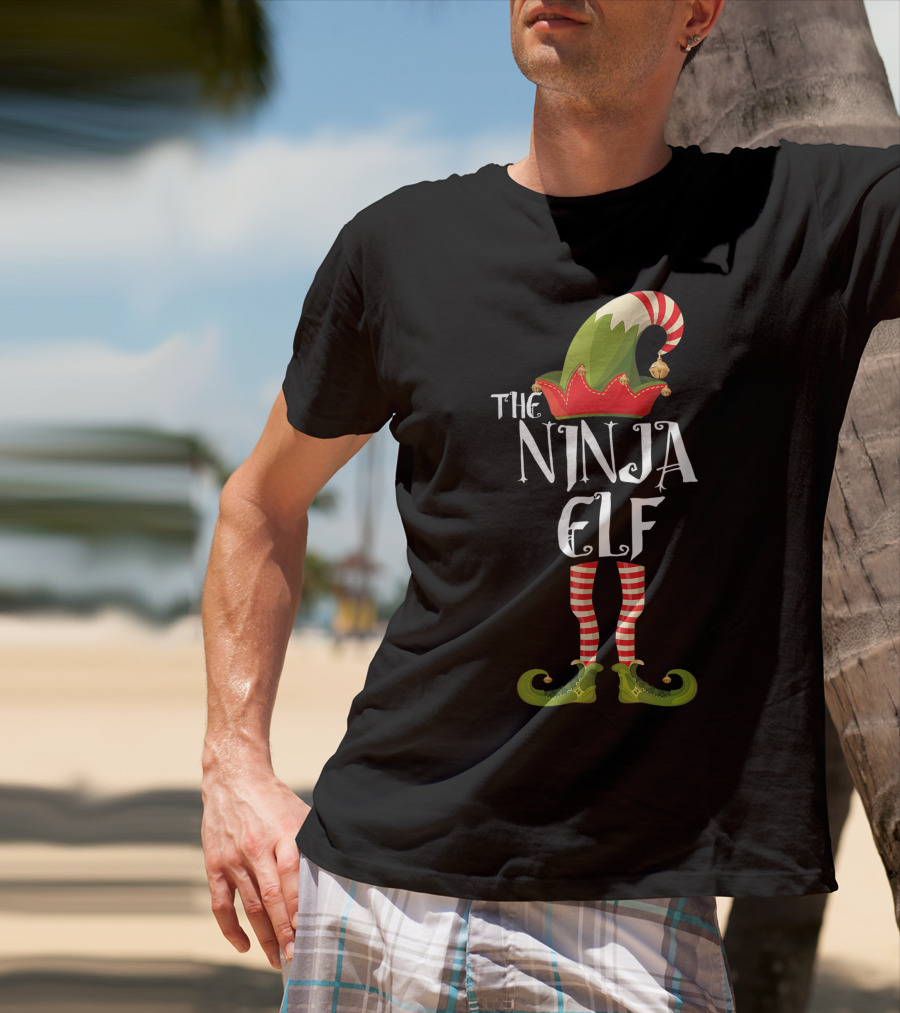 The Ninja Elf Striped Hat And Shoes T-Shirt
