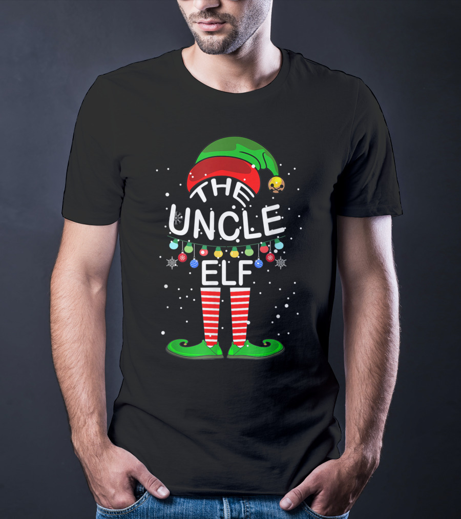 The Uncle Elf Christmas Family Matching Group Holiday Lights T-Shirt