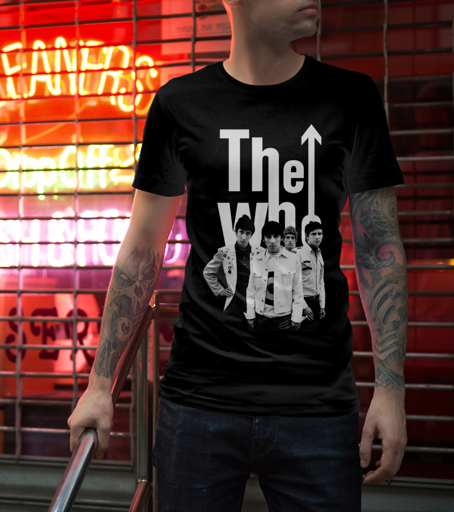 The Who 60's Black And White Band Photo With Iconic Arrow T-Shirt