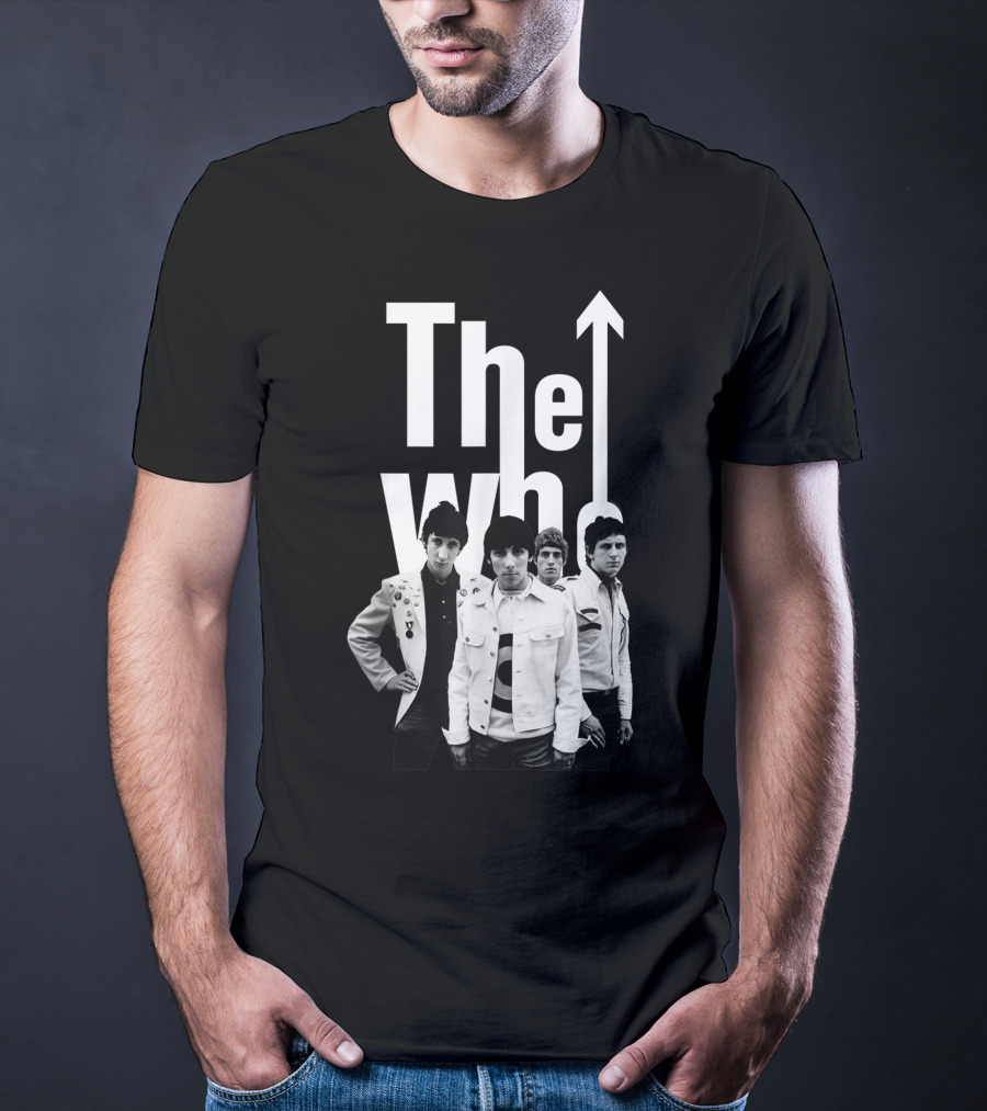 The Who 60's Black And White Band Photo With Iconic Arrow T-Shirt