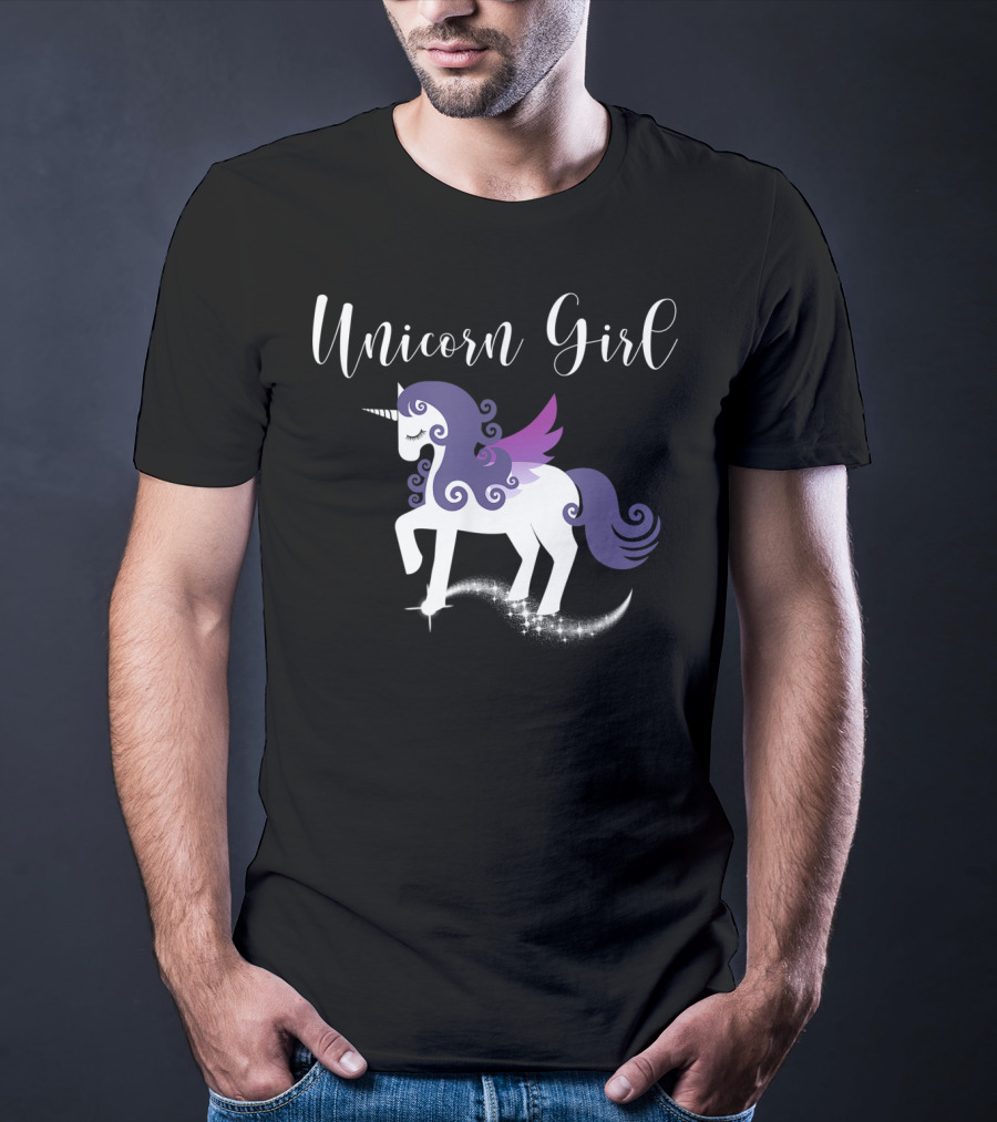 Unicorn Girl Purple Winged Pegasus Fairy Tale T-Shirt