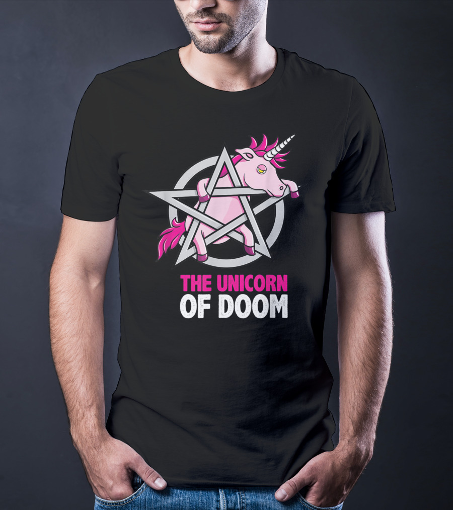 The Unicorn Of Doom Baphomet Pentagram Satanic T-Shirt