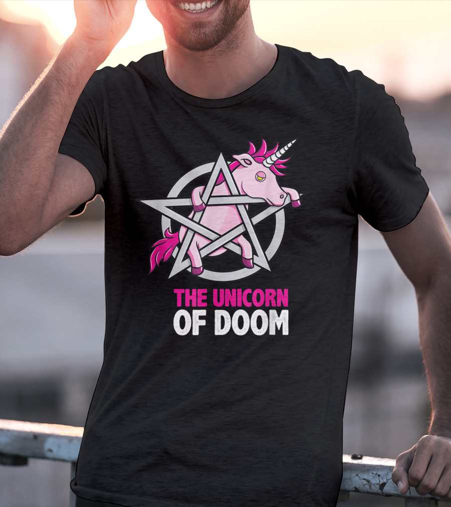 The Unicorn Of Doom Baphomet Pentagram Satanic T-Shirt