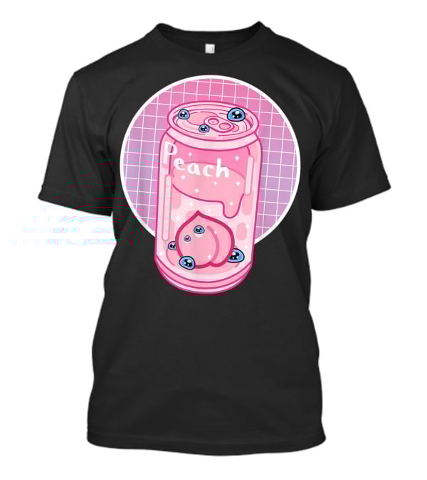 Vaporwave Aesthetic Peach Soft Drink Pastel Grid Can T-Shirt