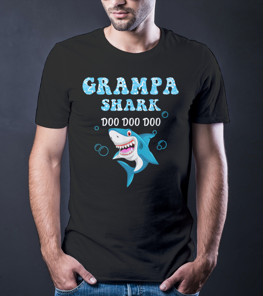 Grampa Shark Doo Doo Doo Playful Cartoon Shark T-Shirt
