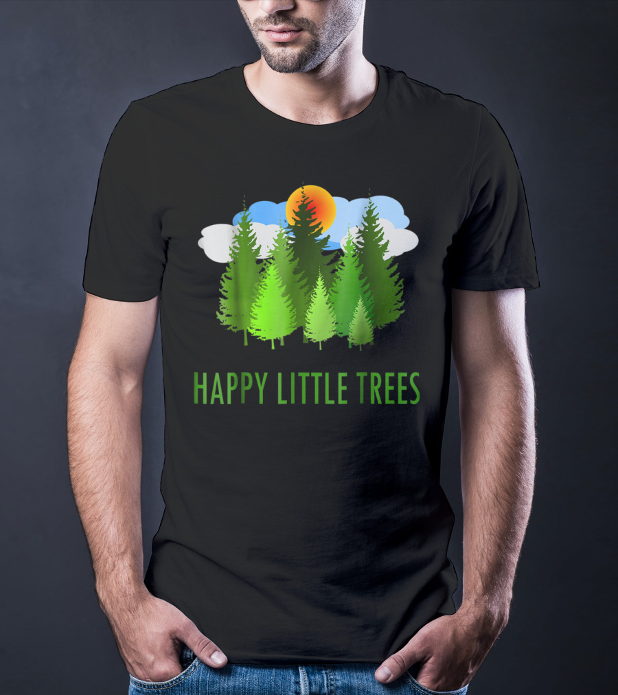 Happy Little Trees Bob Style Forest Sun And Clouds T-Shirt