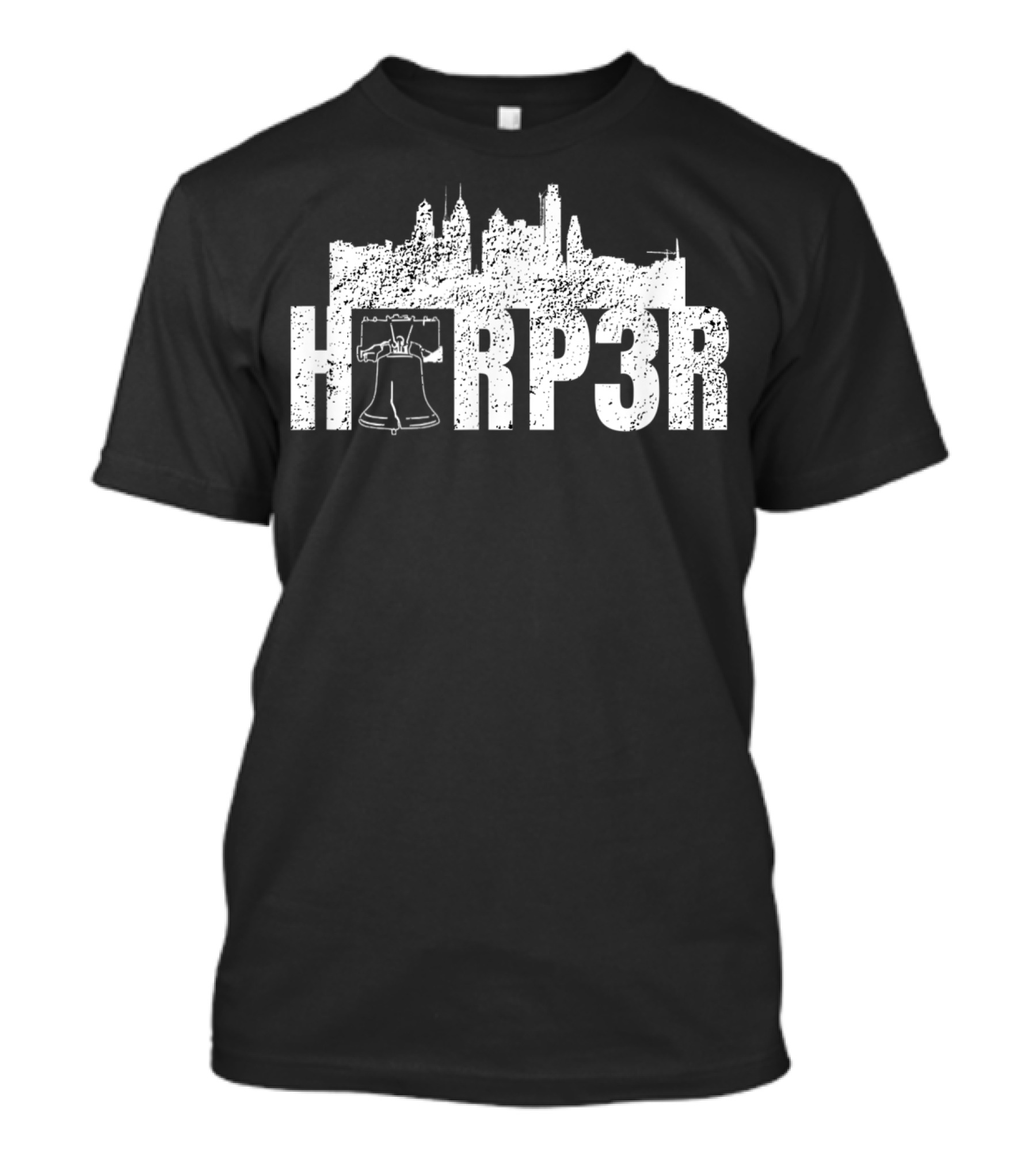HRP3R Liberty Bell Philly Skyline Make Philly Great Again Funny Baseball T-Shirt