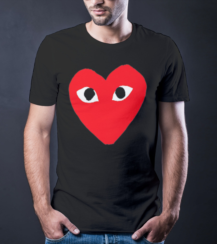 Heart For Comme Lovely In The Des - Comme Des Garçons Inspired Red Heart With Eyes T-Shirt