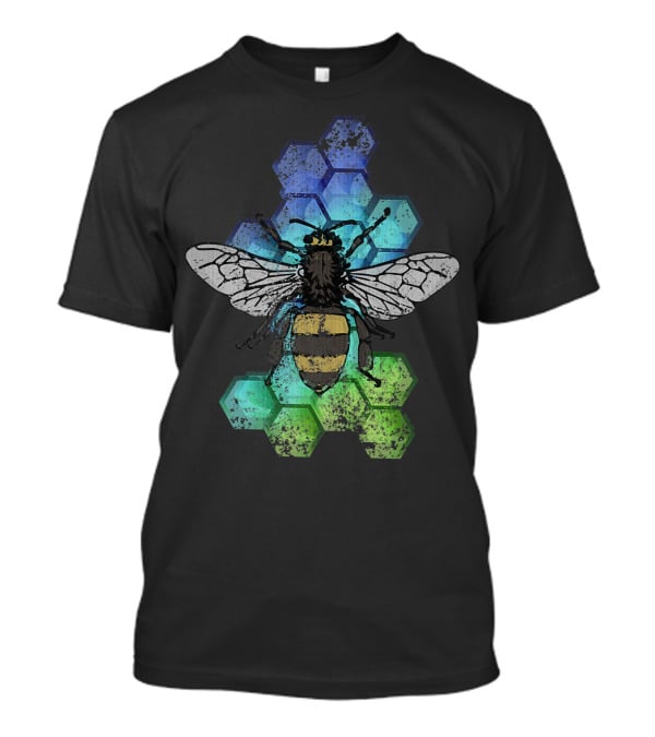 Honey Bee Beekeeping Vintage Naturalist Honeycomb Background T-Shirt