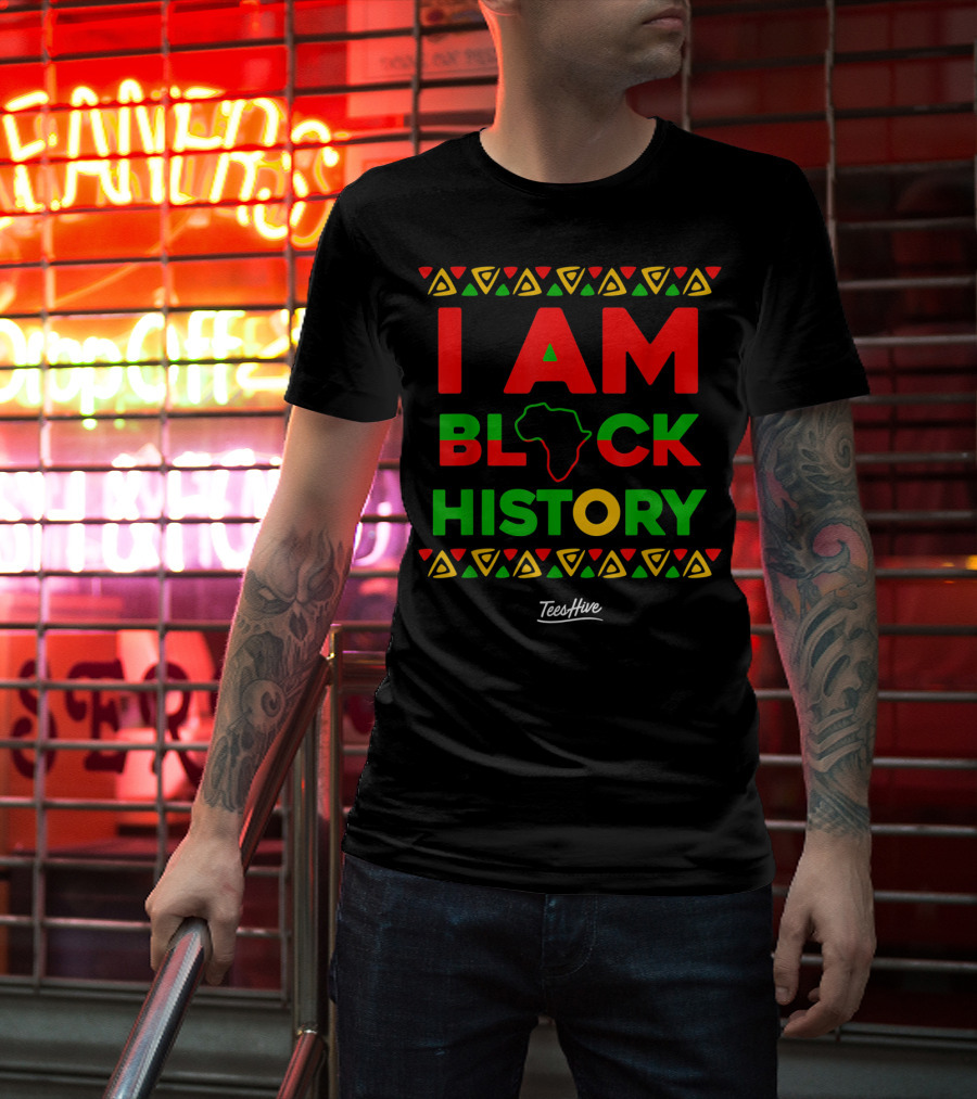 I Am Black History African American Black Pride Africa Map TeesHive T-Shirt