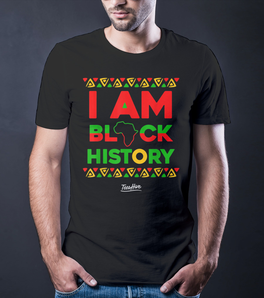 I Am Black History African American Black Pride Africa Map TeesHive T-Shirt