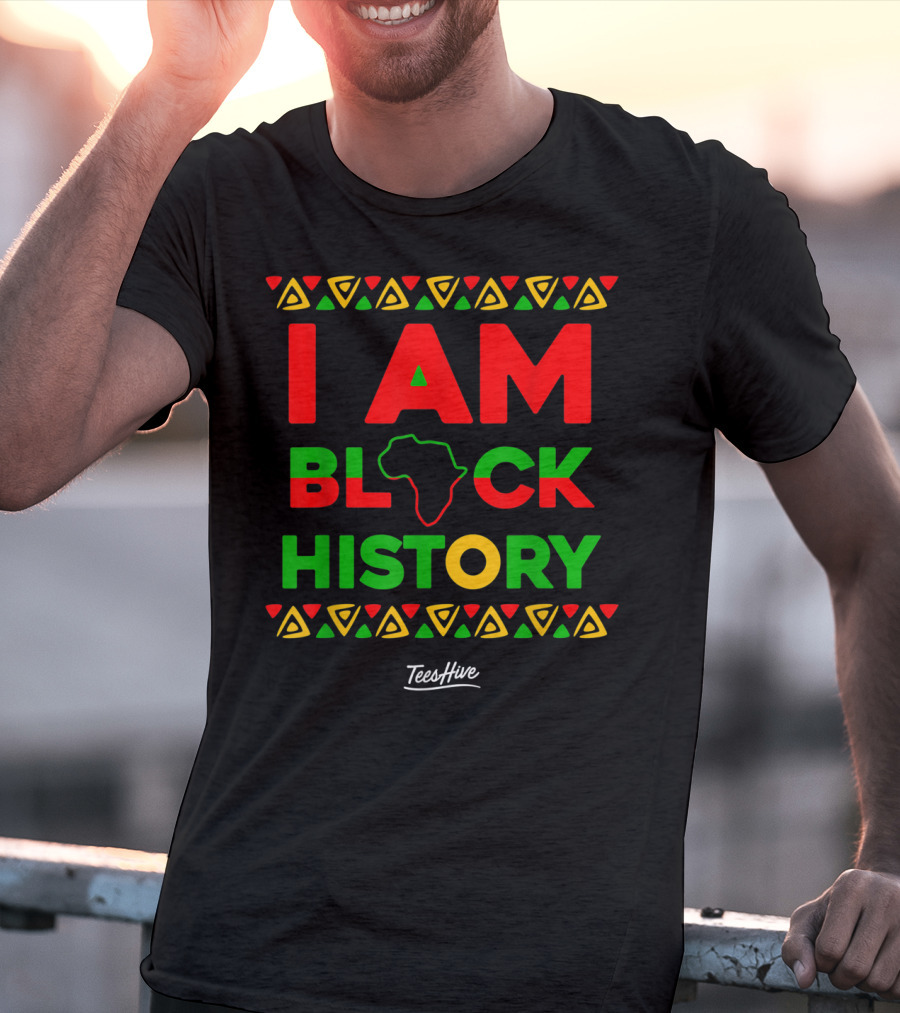 I Am Black History African American Black Pride Africa Map TeesHive T-Shirt