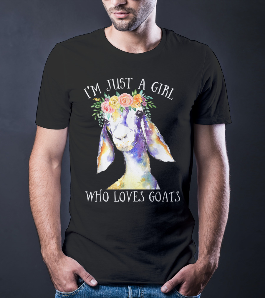 I'm Just A Girl Who Loves Goats Floral Paint Flower Crown T-Shirt