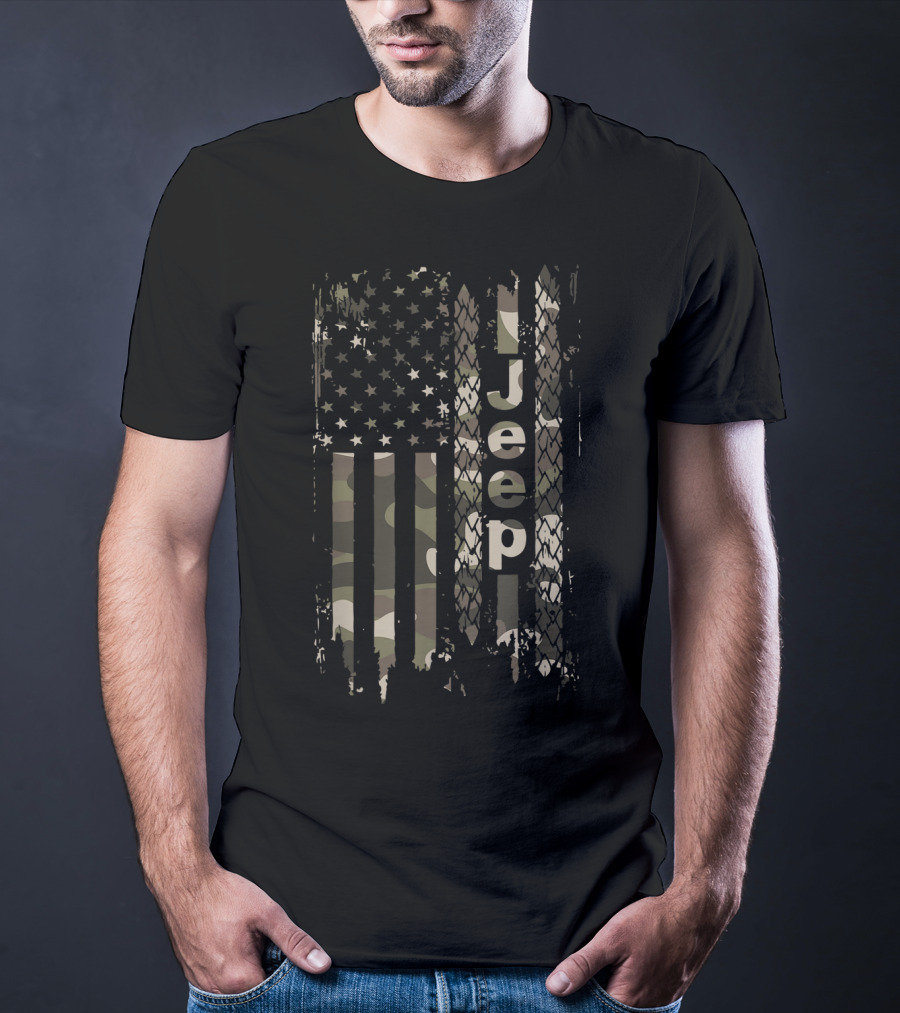 Jeep Camo American Flag Jeep T-Shirt