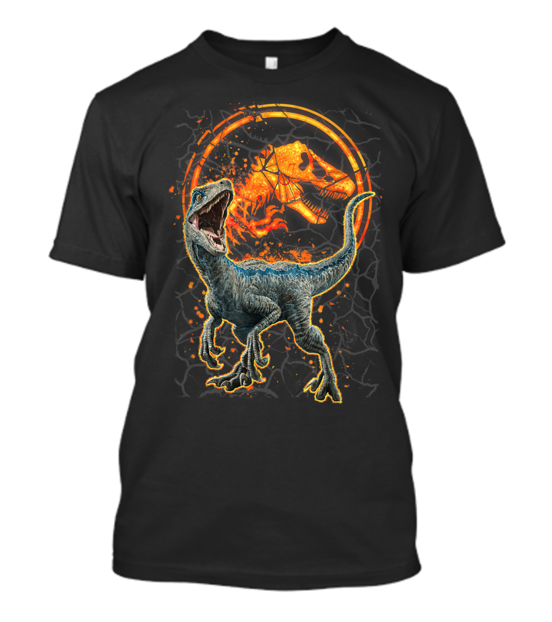 Jurassic World Blue Raptor With Magma T-Rex T-Shirt