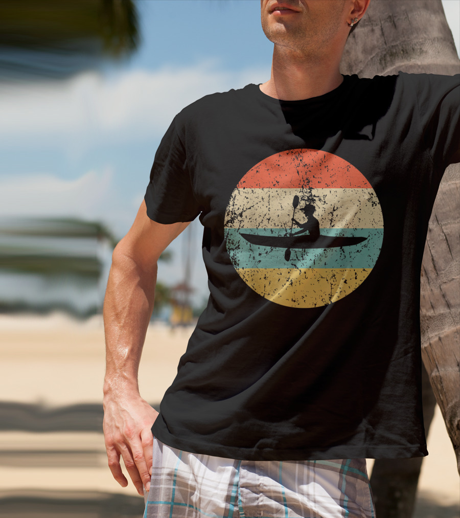 Kayaking Vintage Kayak Retro Silhouette Paddle Adventure T-Shirt
