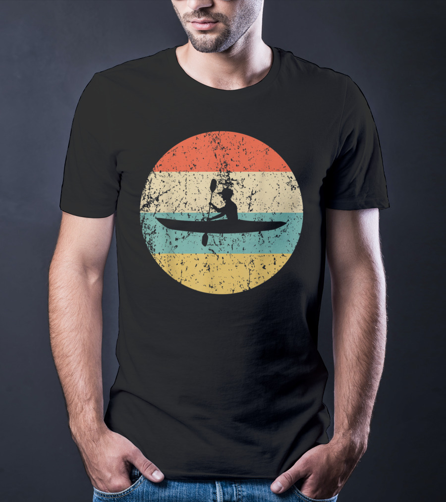 Kayaking Vintage Kayak Retro Silhouette Paddle Adventure T-Shirt