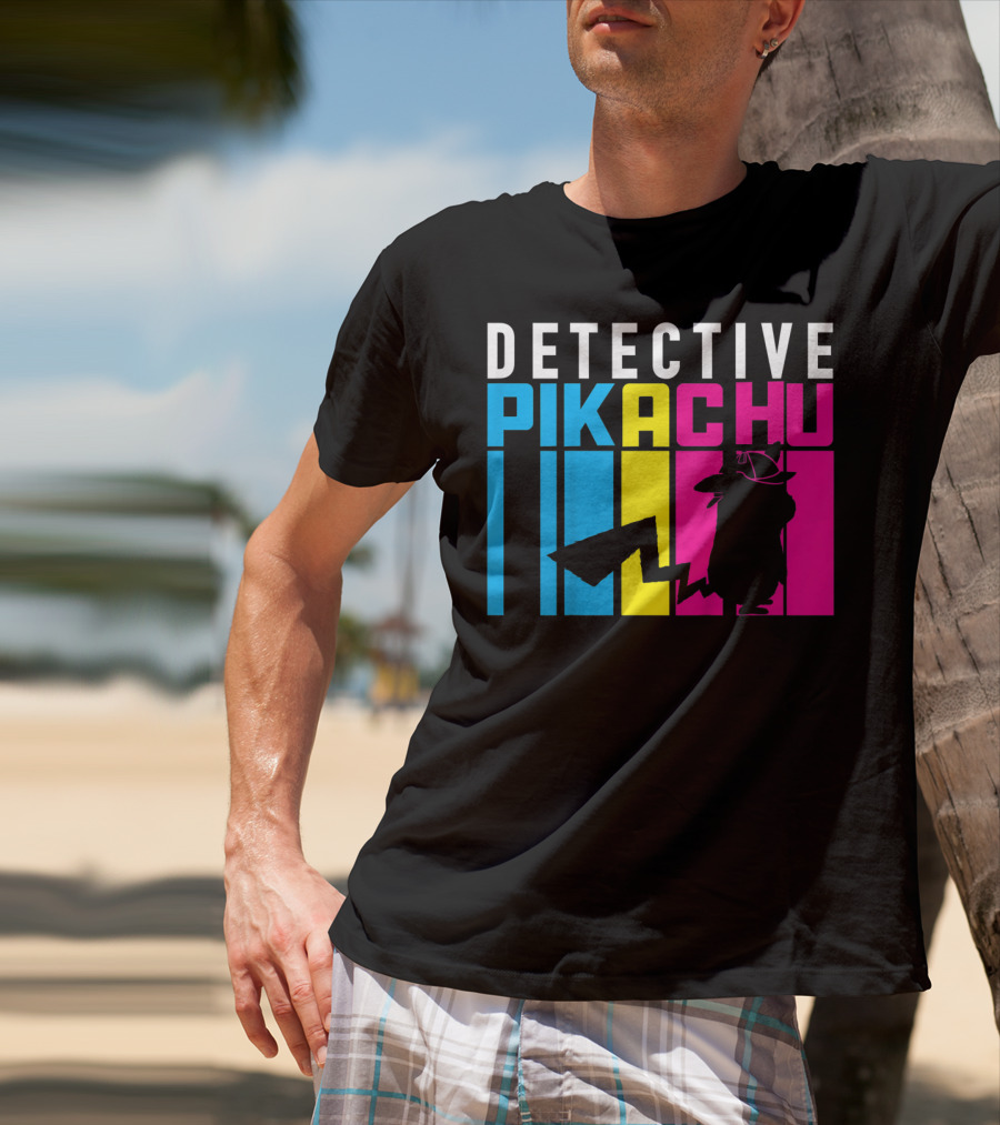 Detective Pikachu Silhouette Color Blocks Kids Pikachu T-Shirt