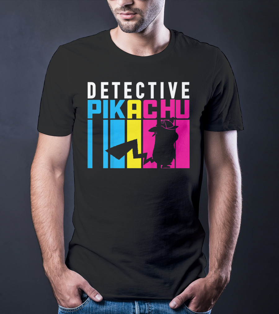 Detective Pikachu Silhouette Color Blocks Kids Pikachu T-Shirt