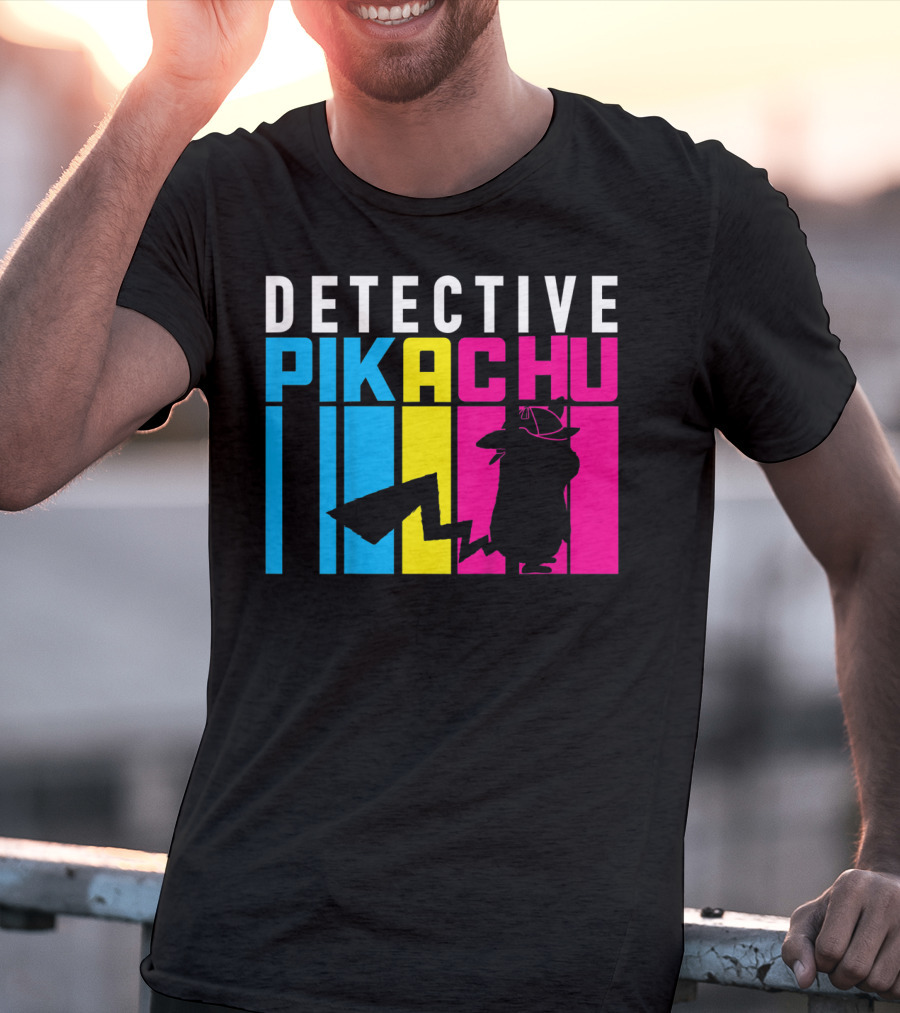 Detective Pikachu Silhouette Color Blocks Kids Pikachu T-Shirt