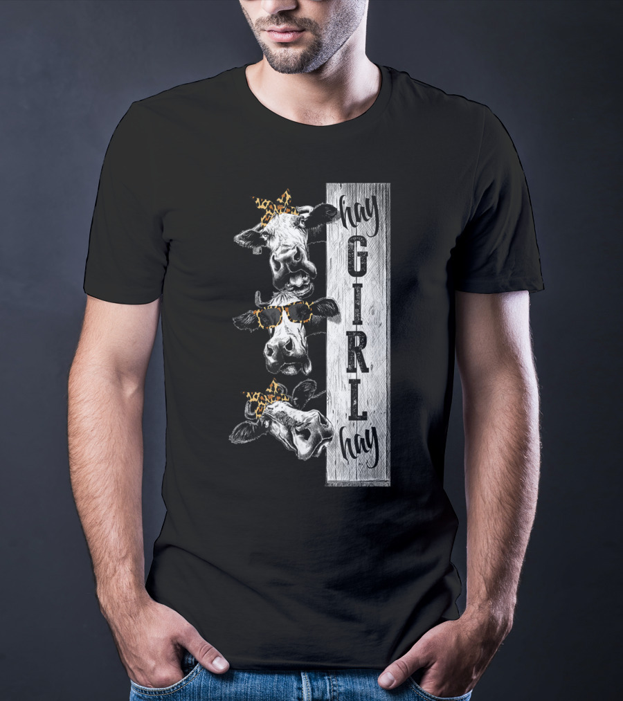 Leopard Bandana Cow Hay Girl Hay Heifer Trio T-Shirt