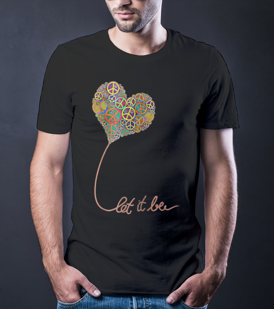 Let It Be Peace Symbol Heart Flowers T-Shirt