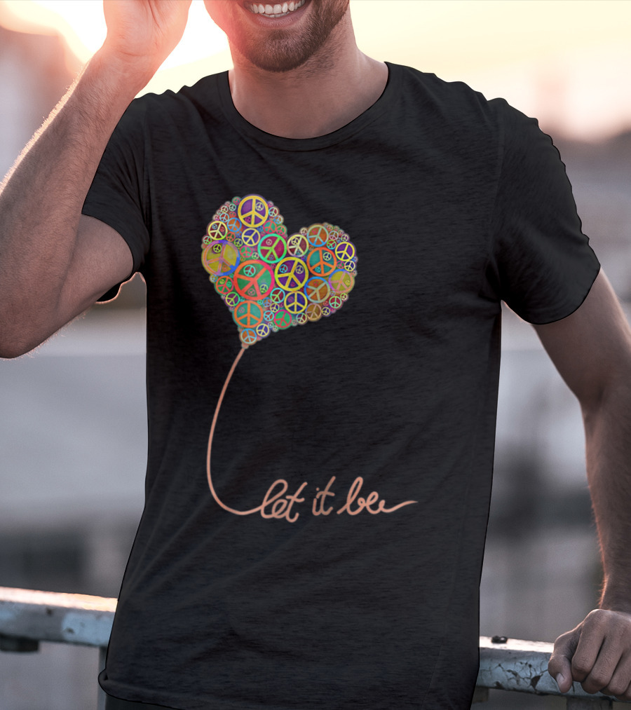 Let It Be Peace Symbol Heart Flowers T-Shirt