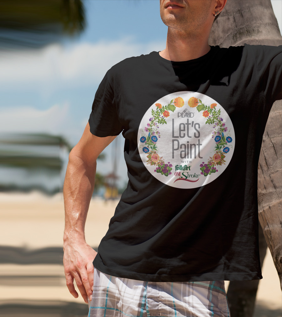 PLAID Let's Paint With FolkArt One Stroke Floral Circle T-Shirt