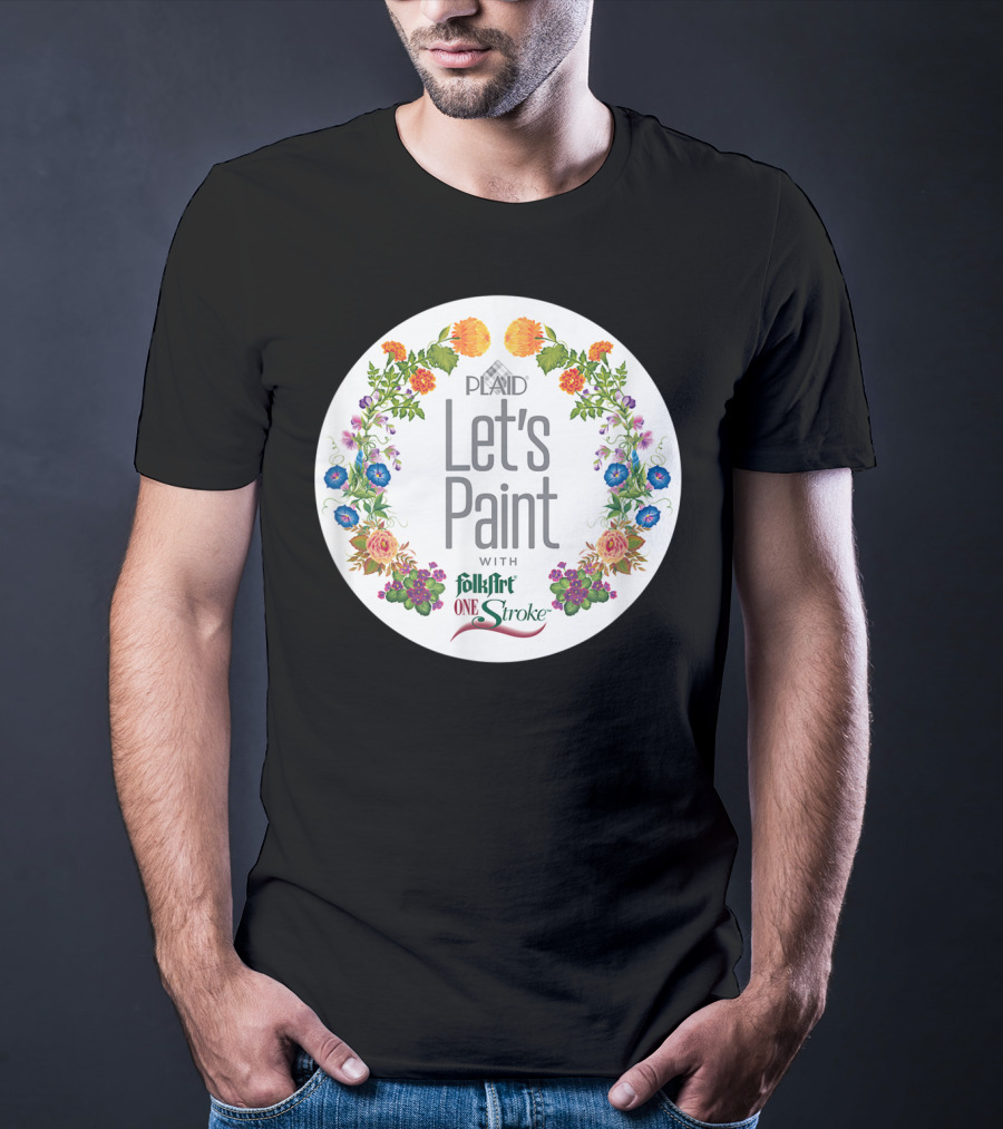 PLAID Let's Paint With FolkArt One Stroke Floral Circle T-Shirt