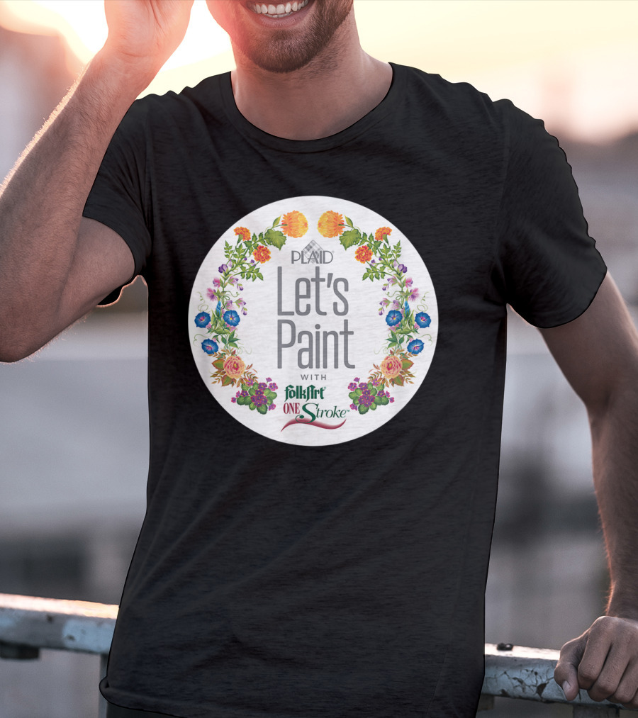 PLAID Let's Paint With FolkArt One Stroke Floral Circle T-Shirt