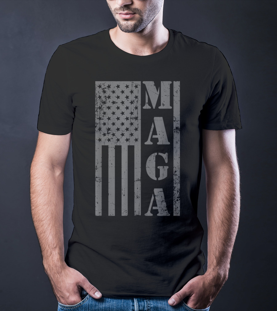MAGA Distressed American Flag T-Shirt