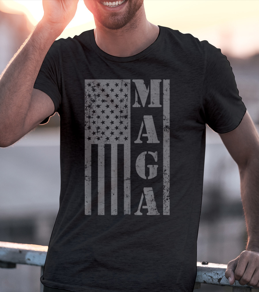MAGA Distressed American Flag T-Shirt