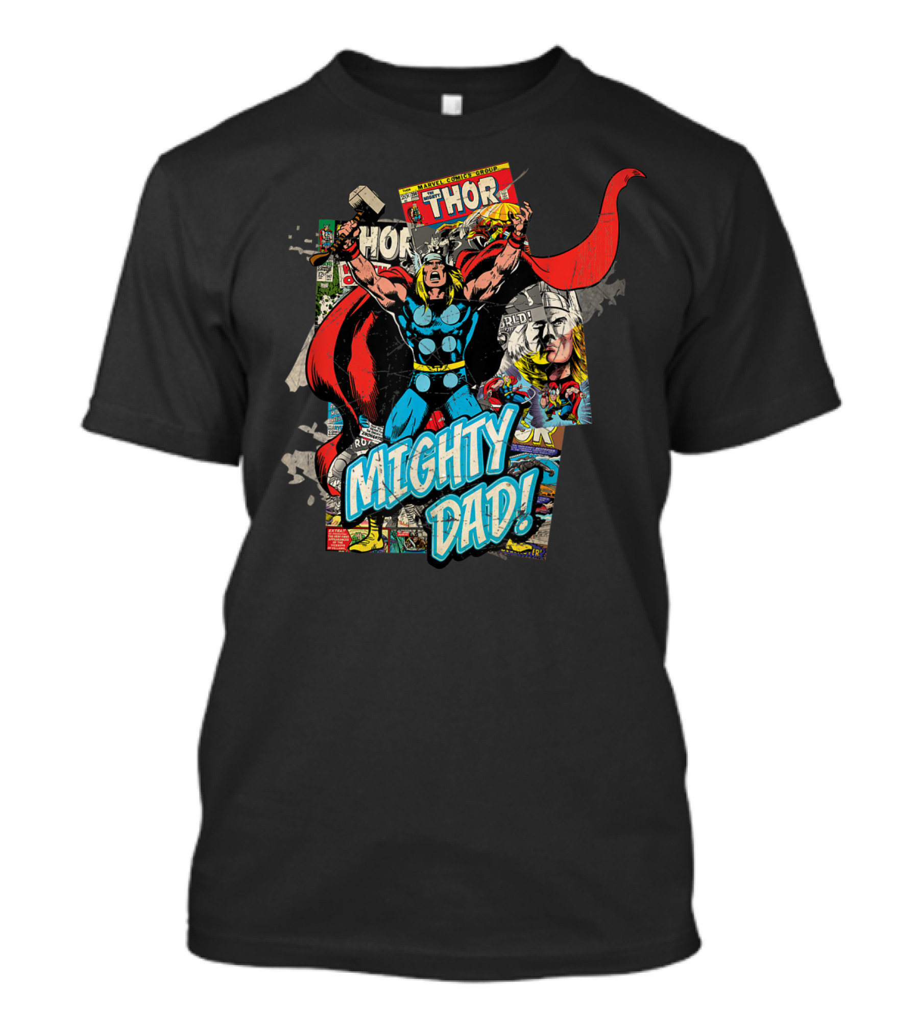 Mighty Dad Marvel Thor Comic Collage T-Shirt
