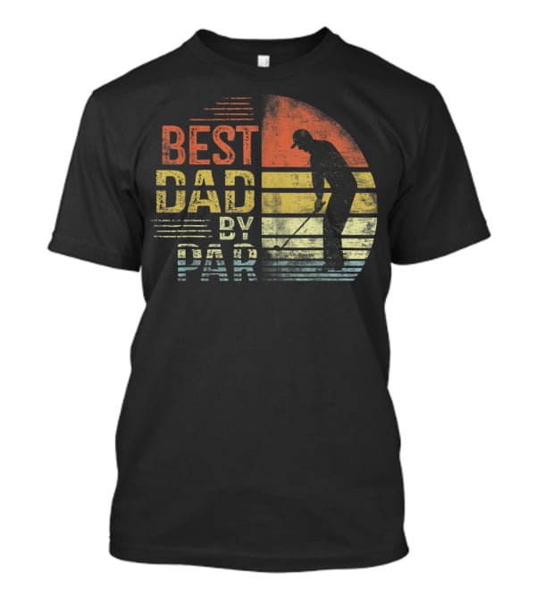 Father's Day Best Dad By Par Golf Silhouette Retro Stripe T-Shirt