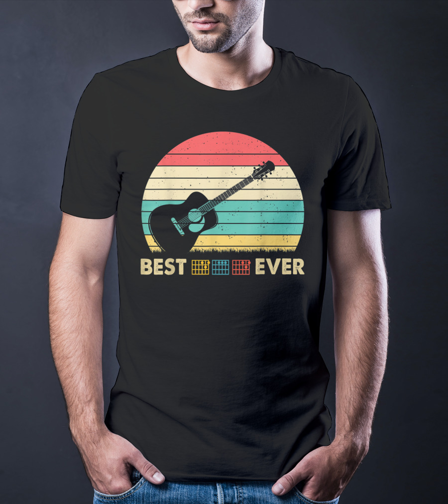 Mens Best Guitar Dad Ever Music Vintage T-Shirt