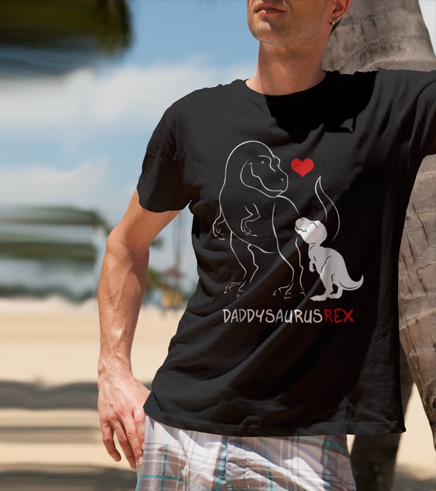 Daddysaurus Rex Dinosaur Heart Mens Daddy Saurus T-Shirt