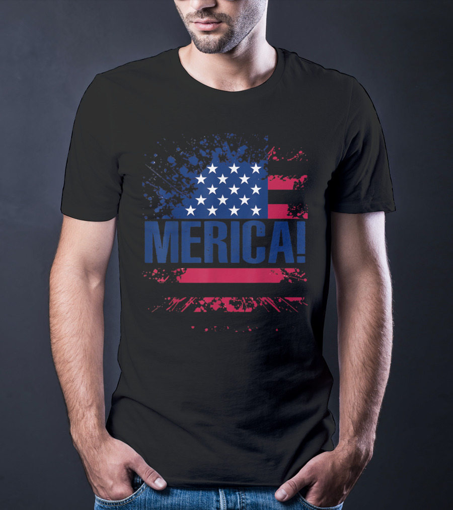 Merica USA Vintage Flag Stars And Stripes Merica T-Shirt