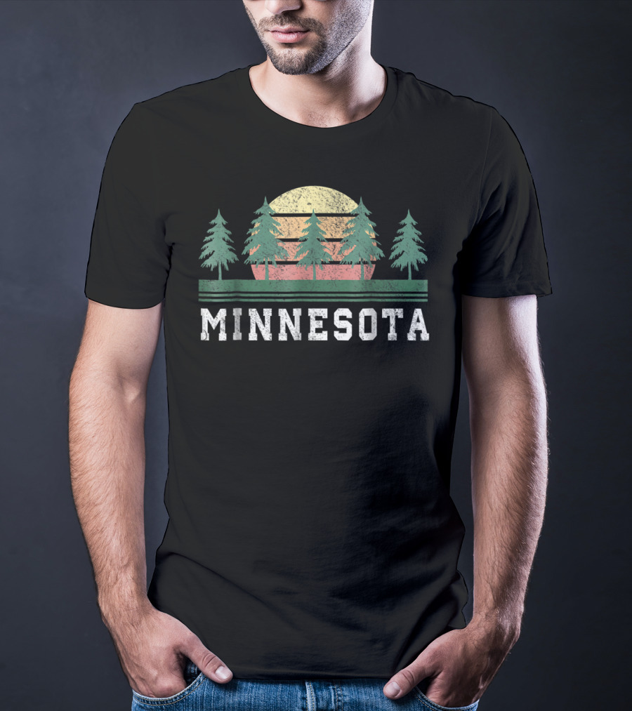 Minnesota Retro Sunset Trees T-Shirt
