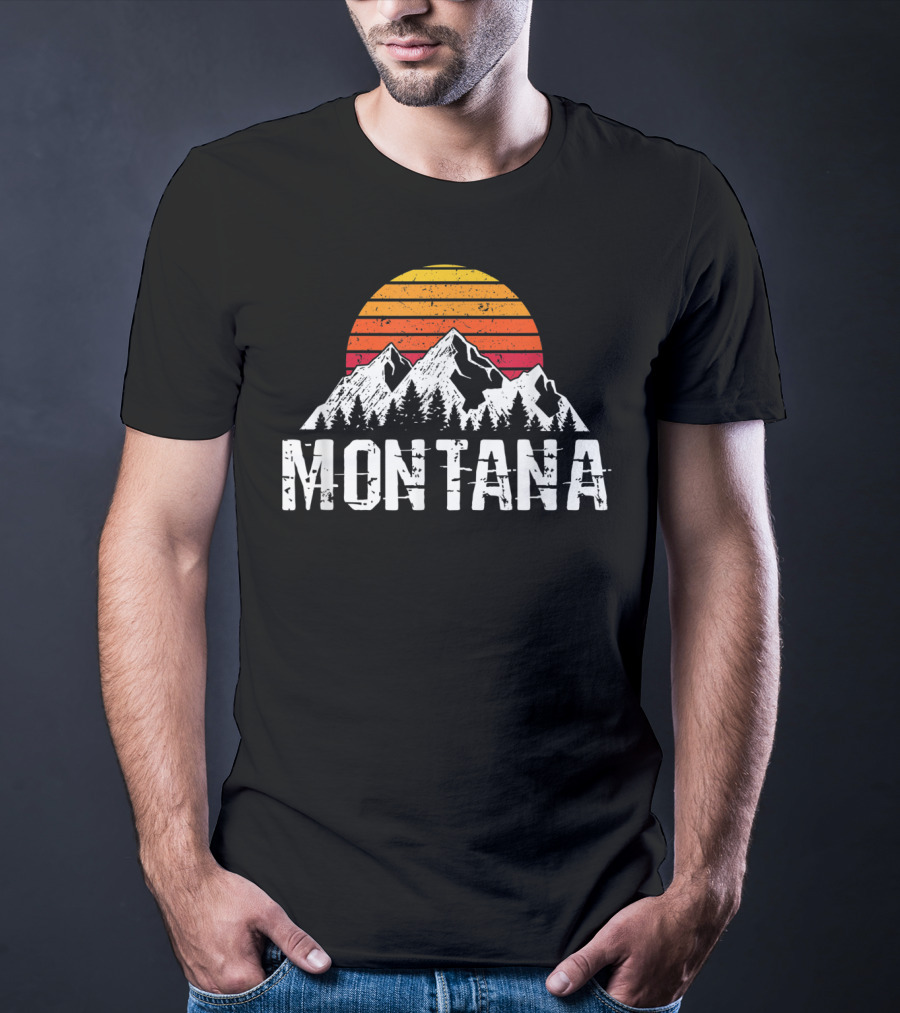Montana Vintage Mountain Sun Retro Sunset Timberline T-Shirt