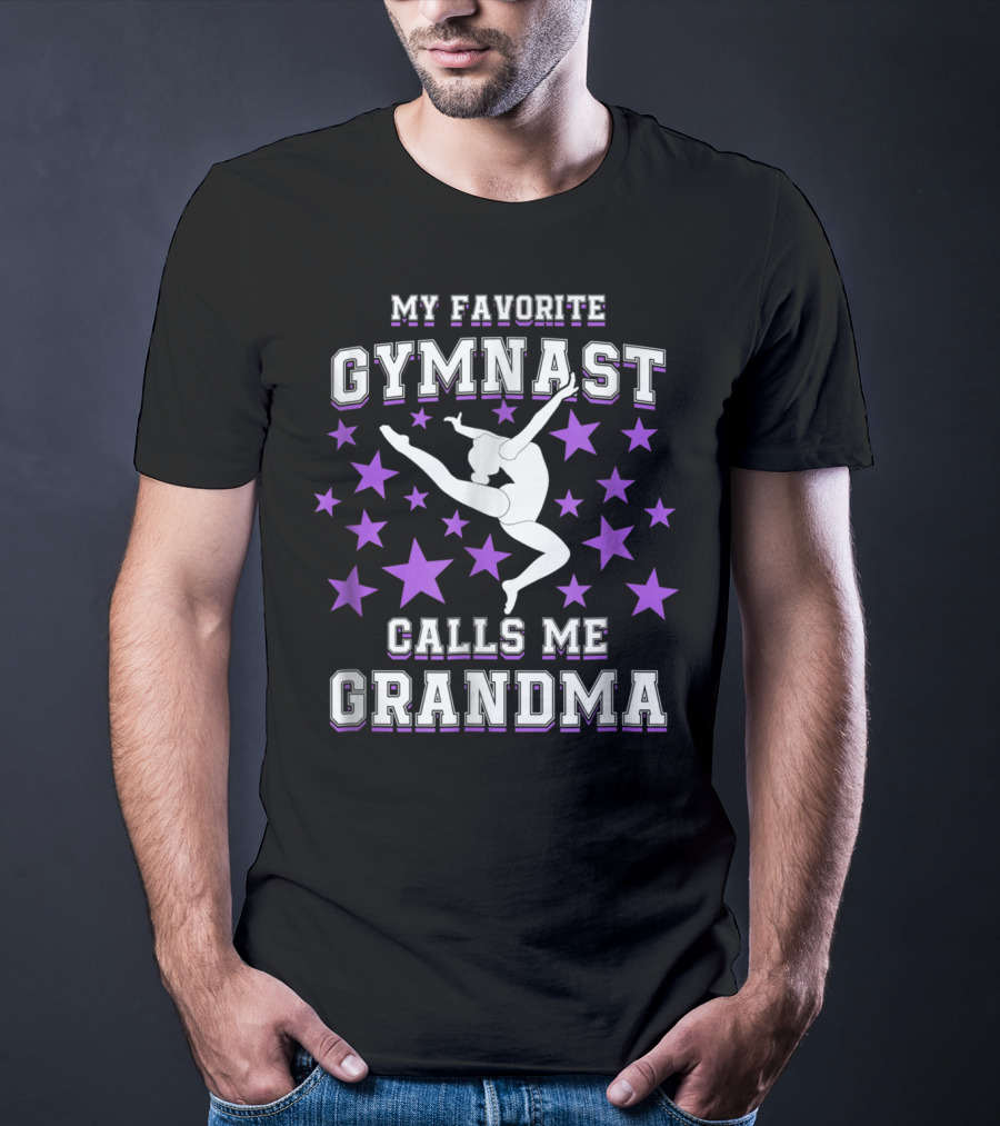 My Favorite Gymnast Calls Me Grandma Gymnast Star Pattern Leaping T-Shirt