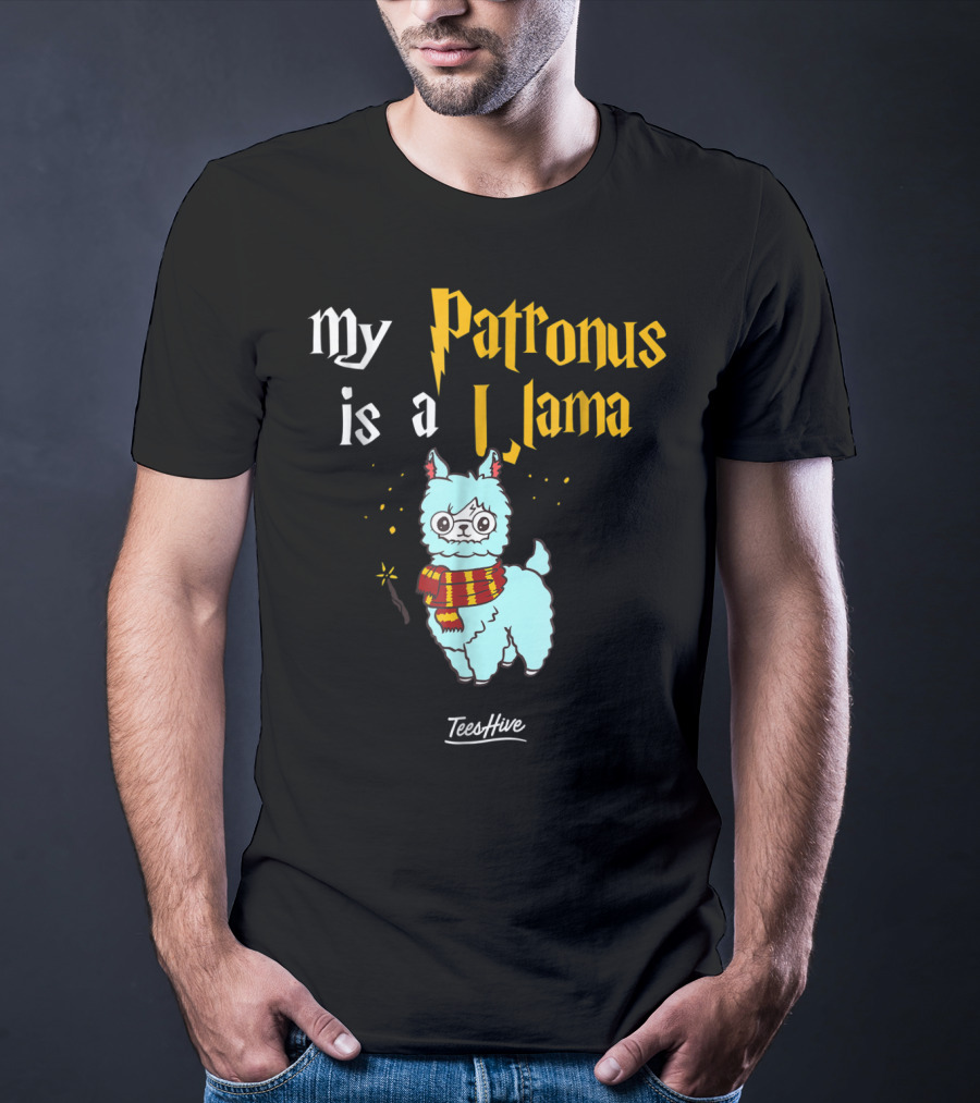 My Patronus Is A Llama Funny Llama Lover Magic Wand Scarf TeesHive T-Shirt