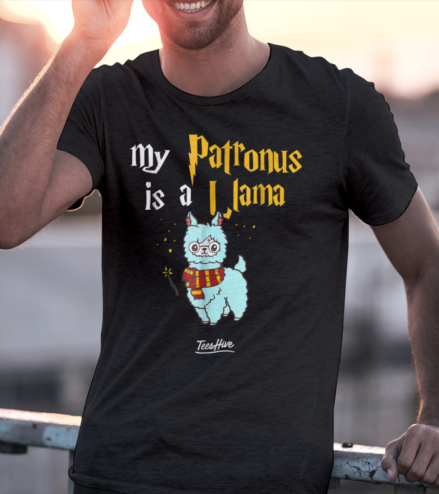 My Patronus Is A Llama Funny Llama Lover Magic Wand Scarf TeesHive T-Shirt